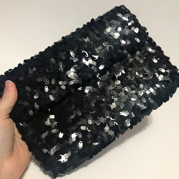 Handbags - Elegant Evening Black Sequin Party Clutch